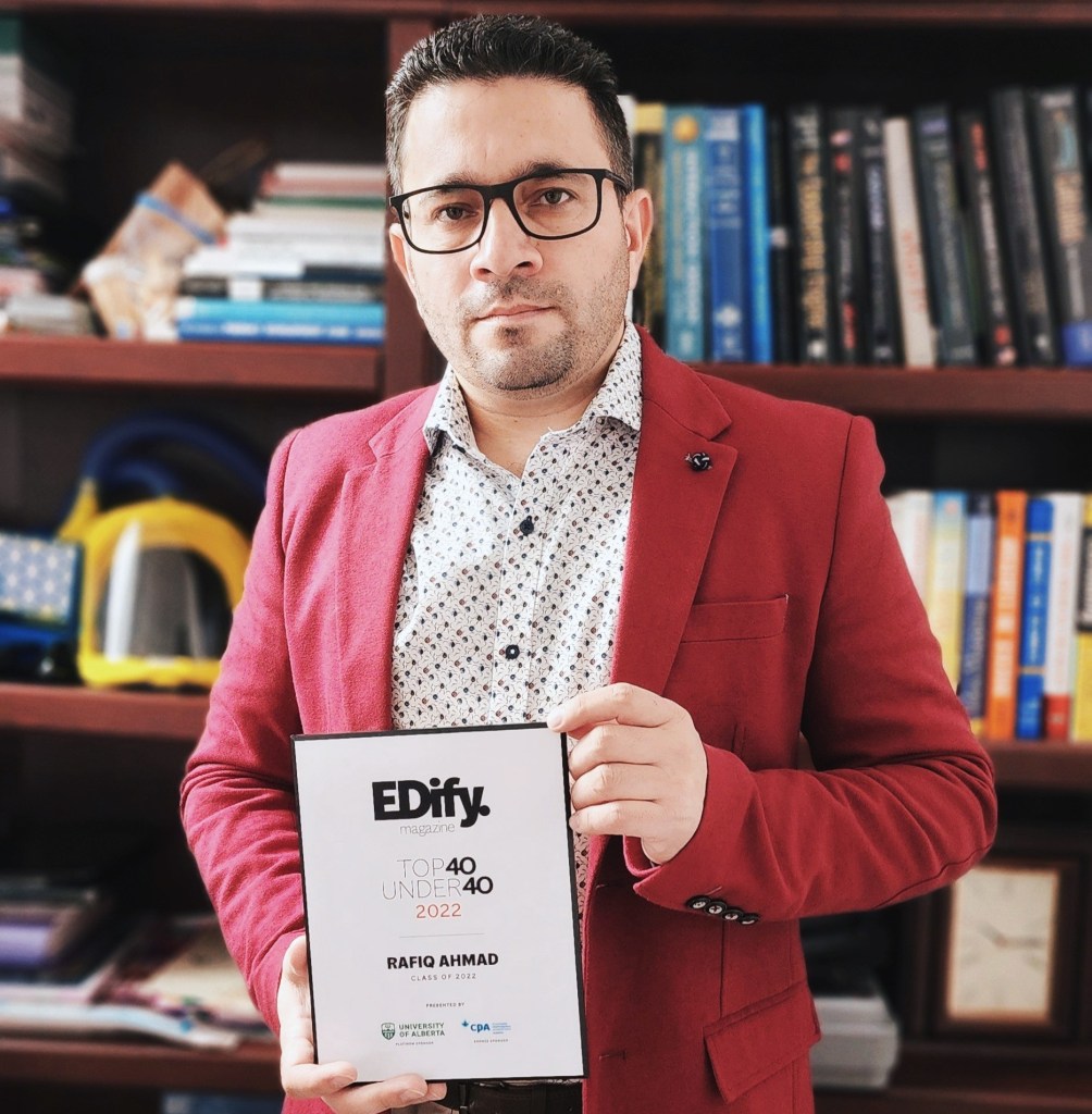 Dr. Rafiq Ahmad wins the 2022 Edify Top 40 under 40 Award for Engineering Streamline Technology that Helps Society